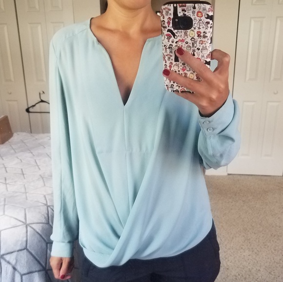 Target Tops - Twist Front Long Sleeve Blouse